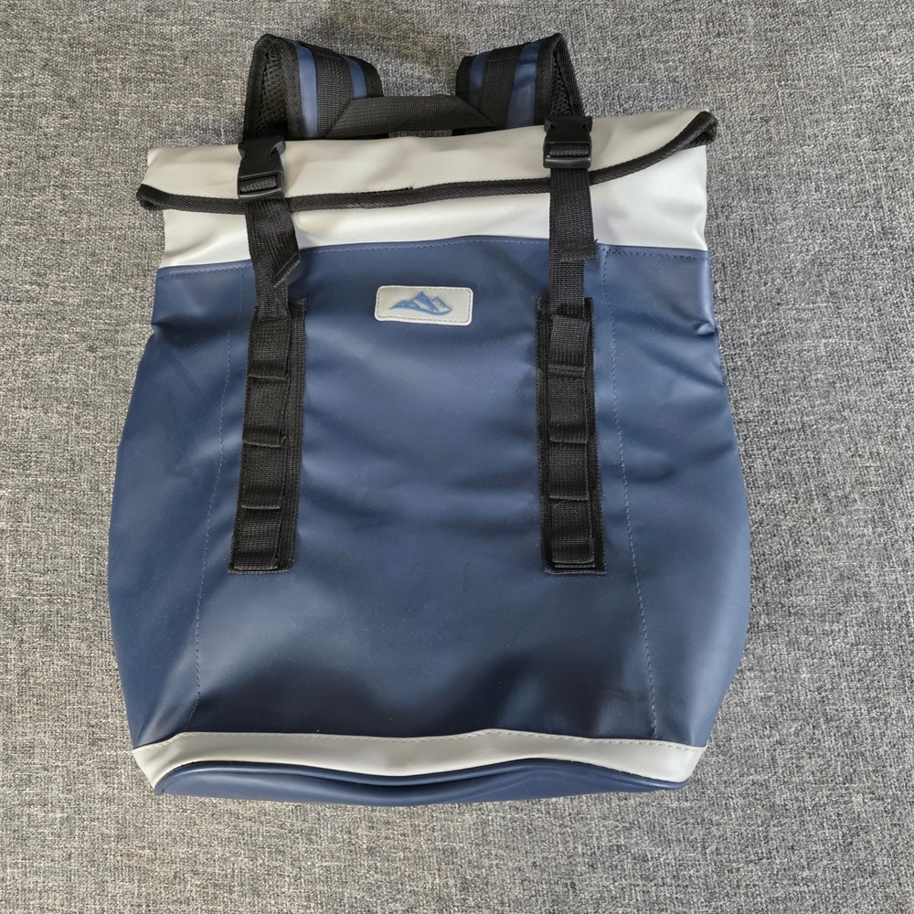 Glacier Trails Insulated Cooler Backpack Navy Gray Roll Top Camping Beach